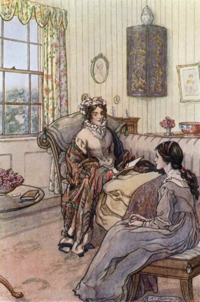 ガスケル夫人による妻と娘のイラスト 作： Mary V. Wheelhouse